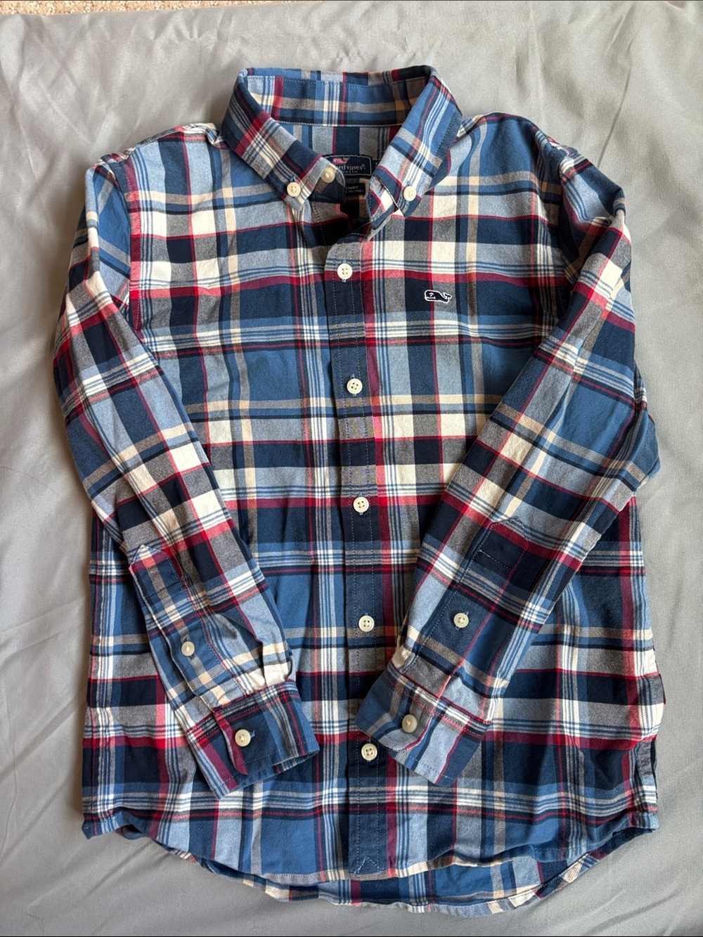 Vineyard Vines Blue, White & Red Plaid Button-Down Shirt
